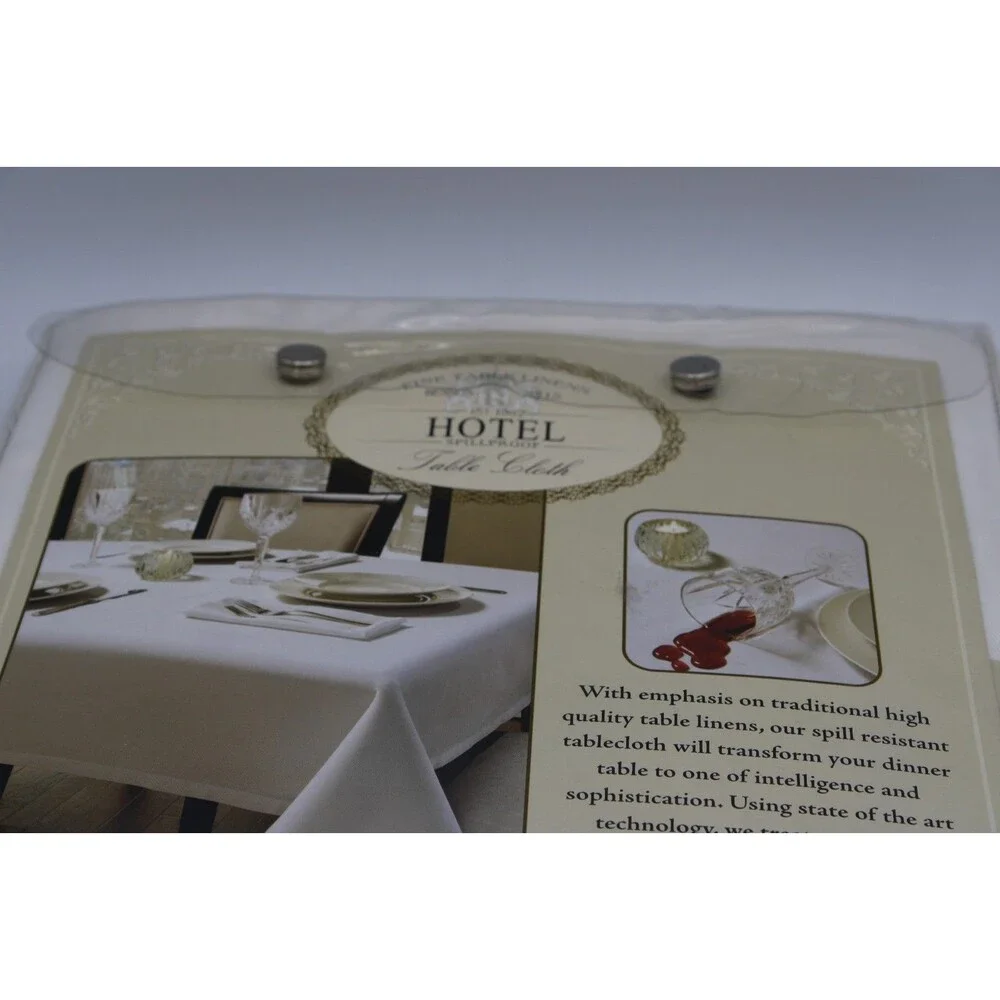 Benson Mills Hotel Spill proof Tablecloth White Extra Wide 66 in x 90 in White